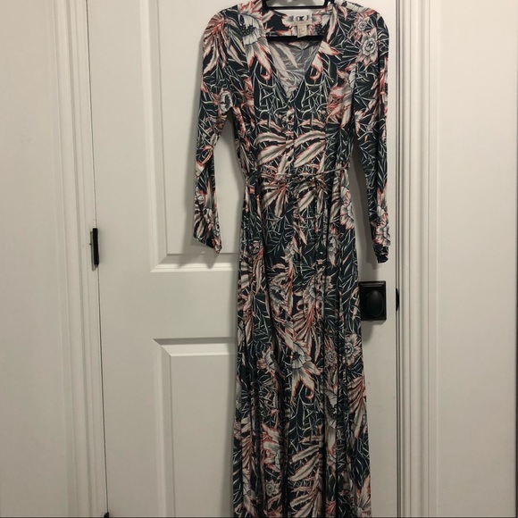 H&M Dresses Floral Maxi Shirt Dress Poshmark